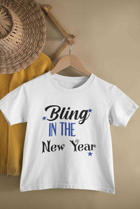 Bling In The New Year Half Sleeves T-Shirt for Boy-KidsFashionVilla