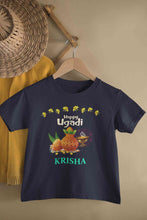 Load image into Gallery viewer, Custom Name Happy Ugadi Half Sleeves T-Shirt For Girls -KidsFashionVilla
