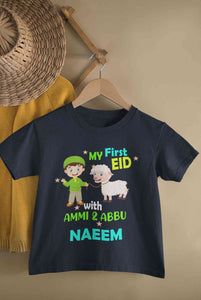 Custom Name My First Eid With Ammi And Abbu Half Sleeves T-Shirt for Boy-KidsFashionVilla