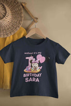 Load image into Gallery viewer, Custom Name Its My First Birthday Half Sleeves T-Shirt For Girls -KidsFashionVilla
