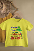 Load image into Gallery viewer, Gift Under Christmas Tree Half Sleeves T-Shirt For Girls -KidsFashionVilla
