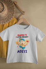 Load image into Gallery viewer, Custom Name Little Bappa Bhakt Ganesh Chaturthi Half Sleeves T-Shirt For Girls -KidsFashionVilla

