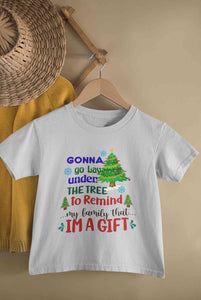Gift Under Christmas Tree Half Sleeves T-Shirt for Boy-KidsFashionVilla