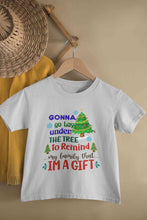 Load image into Gallery viewer, Gift Under Christmas Tree Half Sleeves T-Shirt For Girls -KidsFashionVilla
