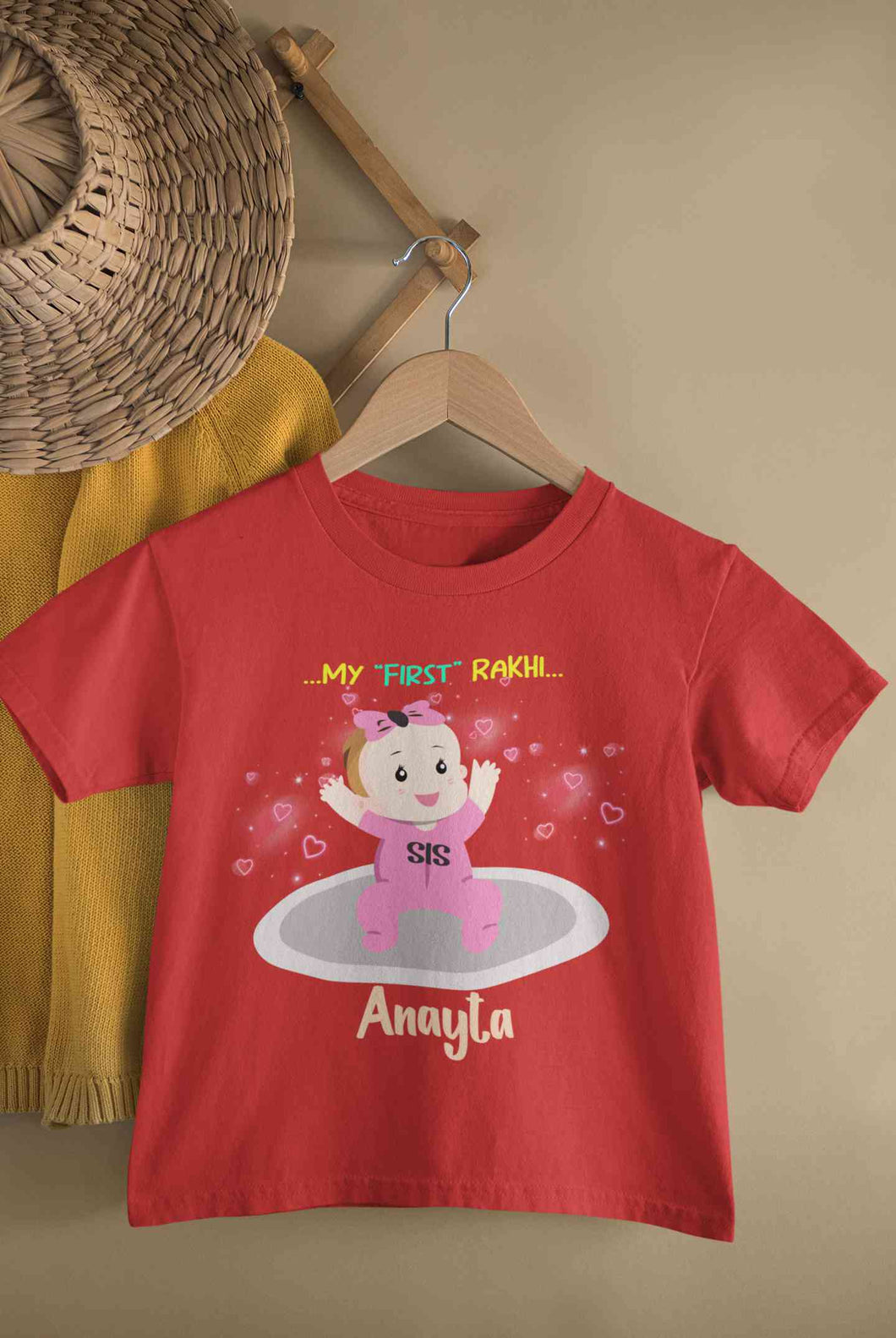 Custom Name My First Rakhi Dress Half Sleeves T-Shirt For Girls -KidsFashionVilla
