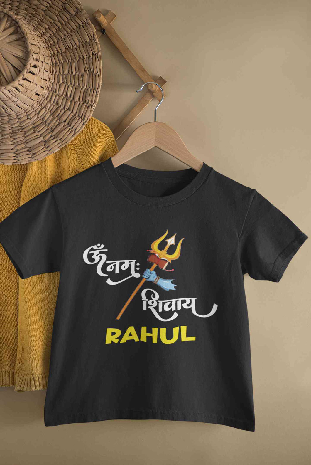 Custom Name Om Namah Shivay Maha Shivratri Half Sleeves T-Shirt for Boy-KidsFashionVilla