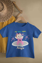 Load image into Gallery viewer, Custom Name My First Rakhi Dress Half Sleeves T-Shirt For Girls -KidsFashionVilla
