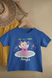 Custom Name My First Rakhi Dress Half Sleeves T-Shirt For Girls -KidsFashionVilla