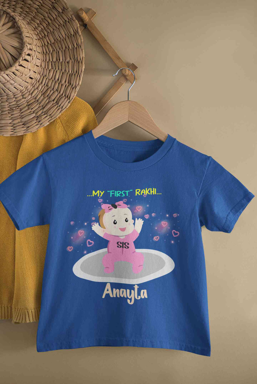 Custom Name My First Rakhi Dress Half Sleeves T-Shirt For Girls -KidsFashionVilla