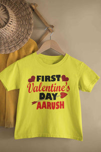 Custom Name First Valentine Half Sleeves T-Shirt for Boy-KidsFashionVilla