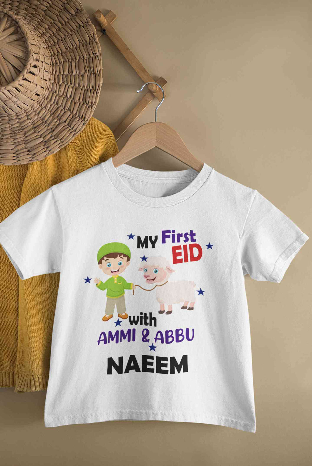 Custom Name My First Eid With Ammi And Abbu Half Sleeves T-Shirt for Boy-KidsFashionVilla
