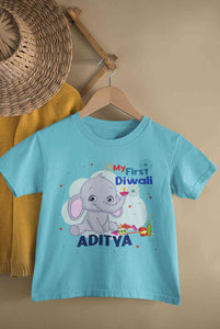 Custom Name My First Diwali Half Sleeves T-Shirt for Boy-KidsFashionVilla