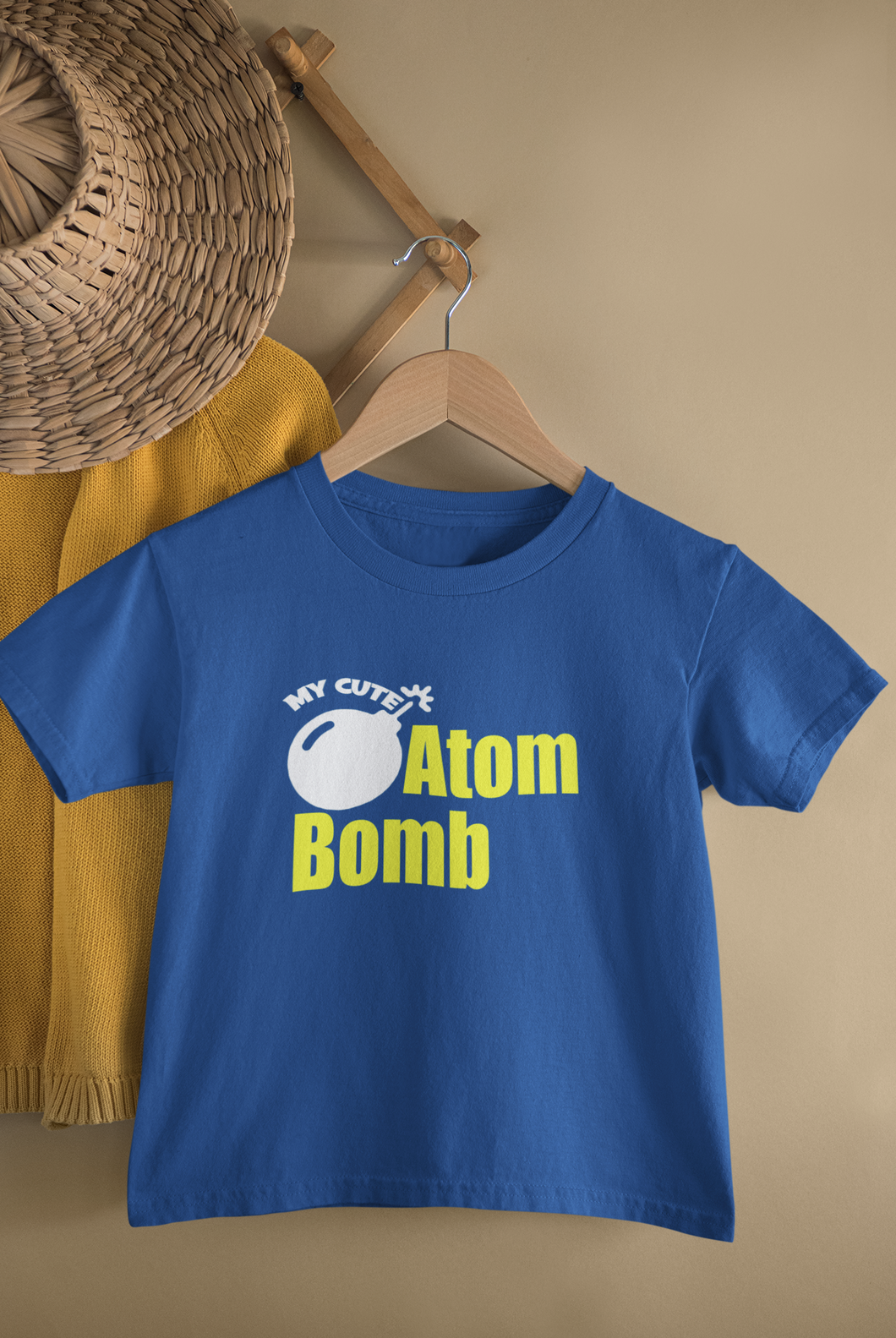 My Cute Atom Bomb Half Sleeves T-Shirt For Girls -KidsFashionVilla