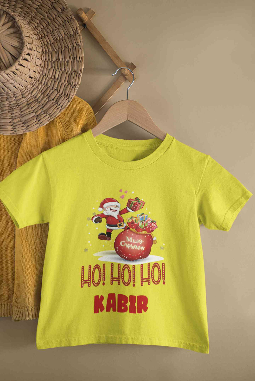 Customized Name Ho! Ho! Ho! Christmas Half Sleeves T-Shirt for Boy-KidsFashionVilla