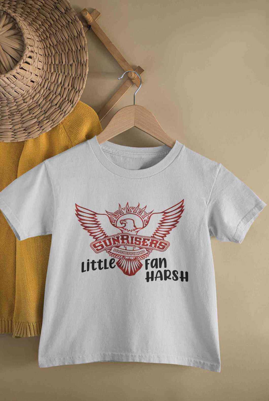 Custom Name IPL SRH Sunrisers Little Fan Half Sleeves T-Shirt for Boy-KidsFashionVilla