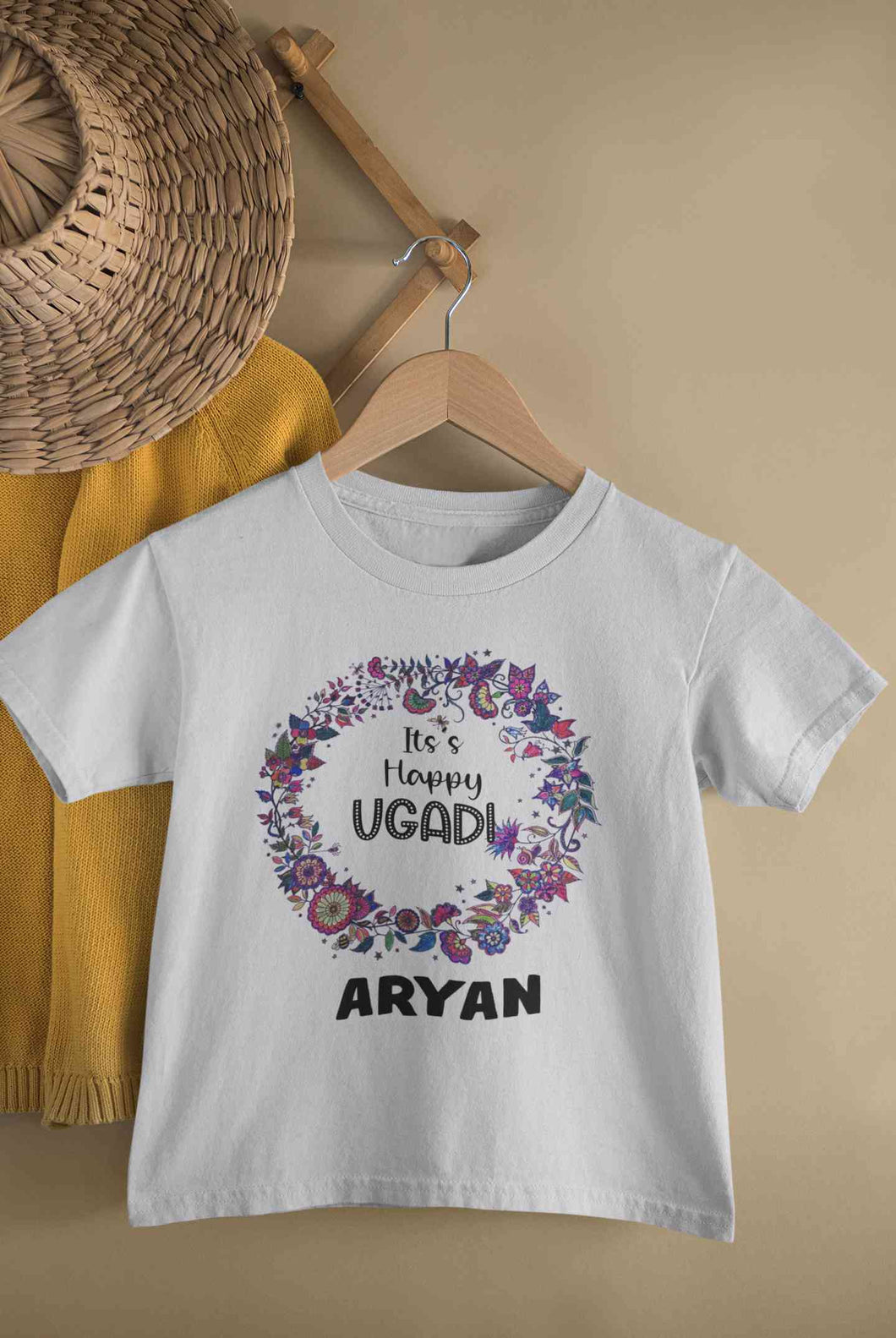 Custom Name Its Happy Ugadi Half Sleeves T-Shirt for Boy-KidsFashionVilla