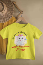Load image into Gallery viewer, Custom Name Mommy And Daddys Little Valentine Half Sleeves T-Shirt For Girls -KidsFashionVilla

