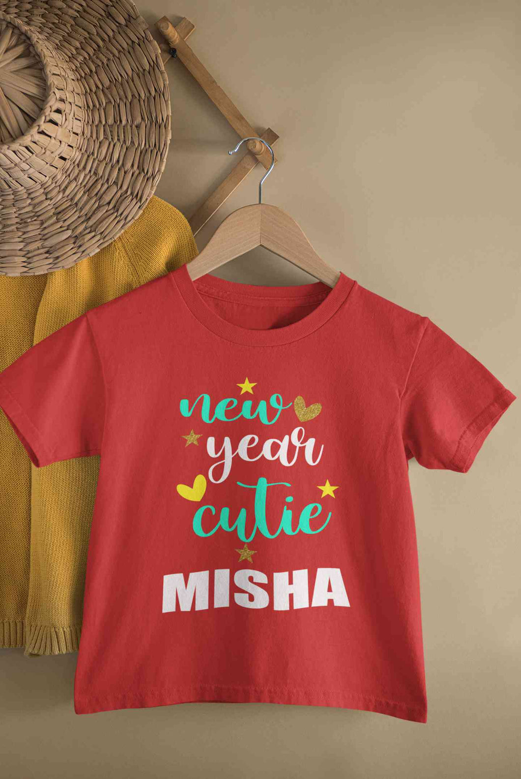 Customized Name New Year Cutie Half Sleeves T-Shirt For Girls -KidsFashionVilla