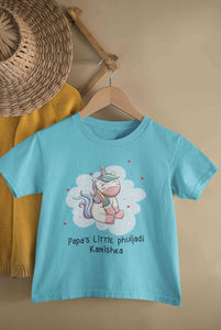 Custom Name Papas Little Phuljadi Diwali Half Sleeves T-Shirt For Girls -KidsFashionVilla