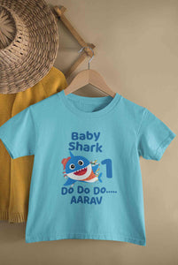 Custom Name Baby Shark Do Do Do First Birthday Half Sleeves T-Shirt for Boy-KidsFashionVilla