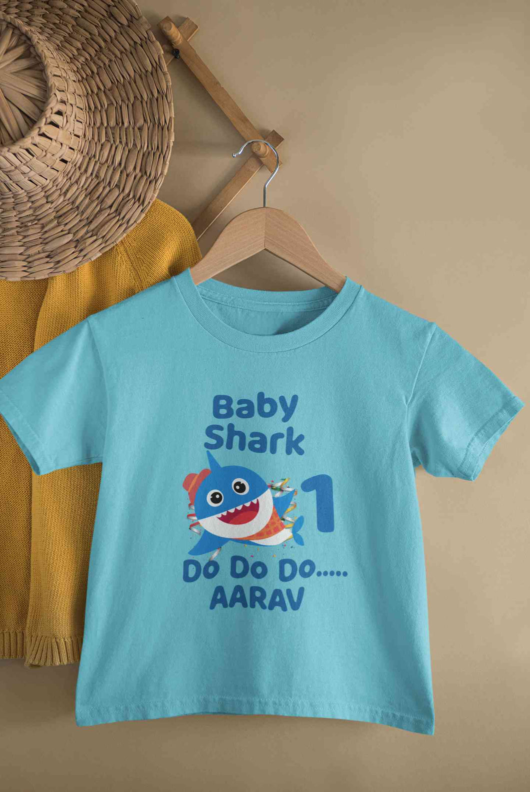 Custom Name Baby Shark Do Do Do First Birthday Half Sleeves T-Shirt for Boy-KidsFashionVilla