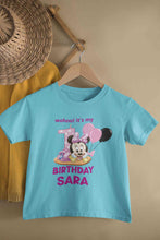 Load image into Gallery viewer, Custom Name Its My First Birthday Half Sleeves T-Shirt For Girls -KidsFashionVilla
