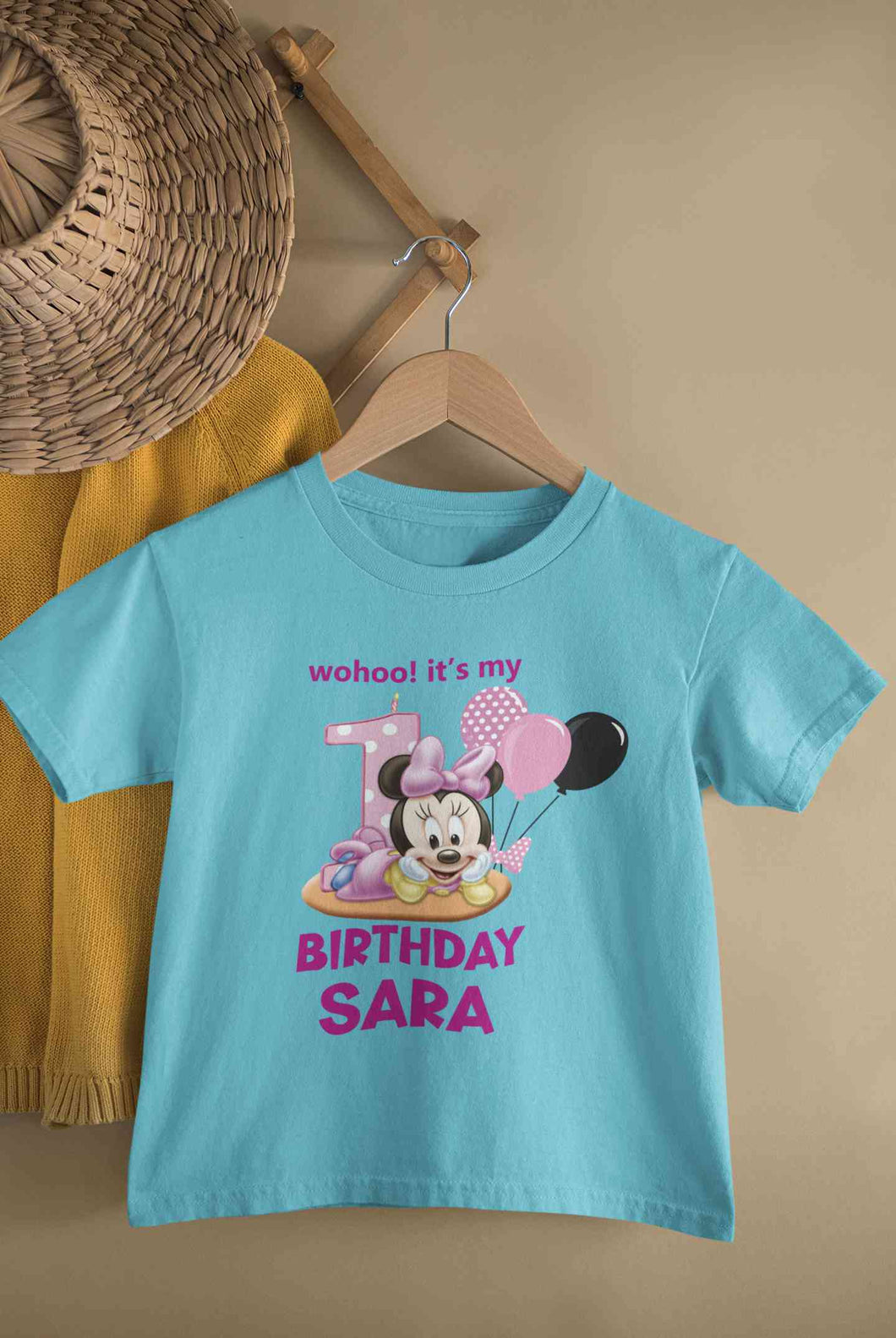 Custom Name Its My First Birthday Half Sleeves T-Shirt For Girls -KidsFashionVilla