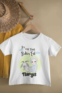 Custom Name Its My First Bakra Eid Half Sleeves T-Shirt For Girls -KidsFashionVilla