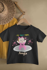 Custom Name My First Rakhi Dress Half Sleeves T-Shirt For Girls -KidsFashionVilla