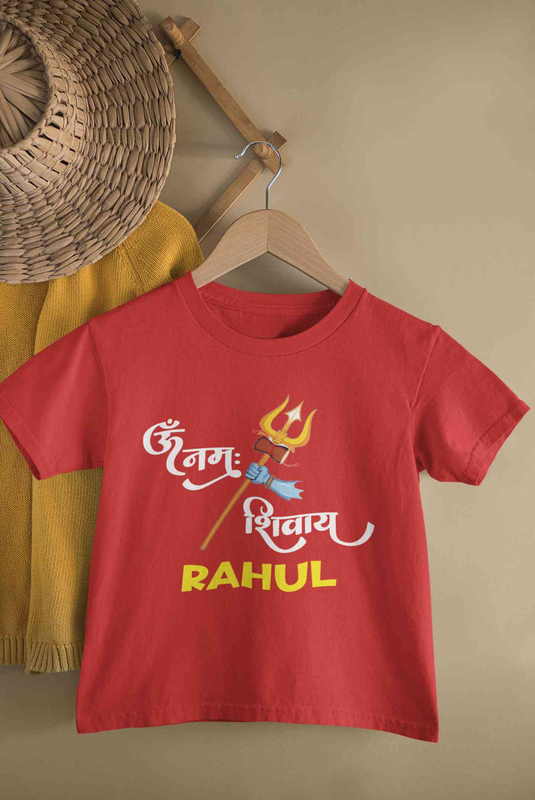 Custom Name Om Namah Shivay Maha Shivratri Half Sleeves T-Shirt for Boy-KidsFashionVilla