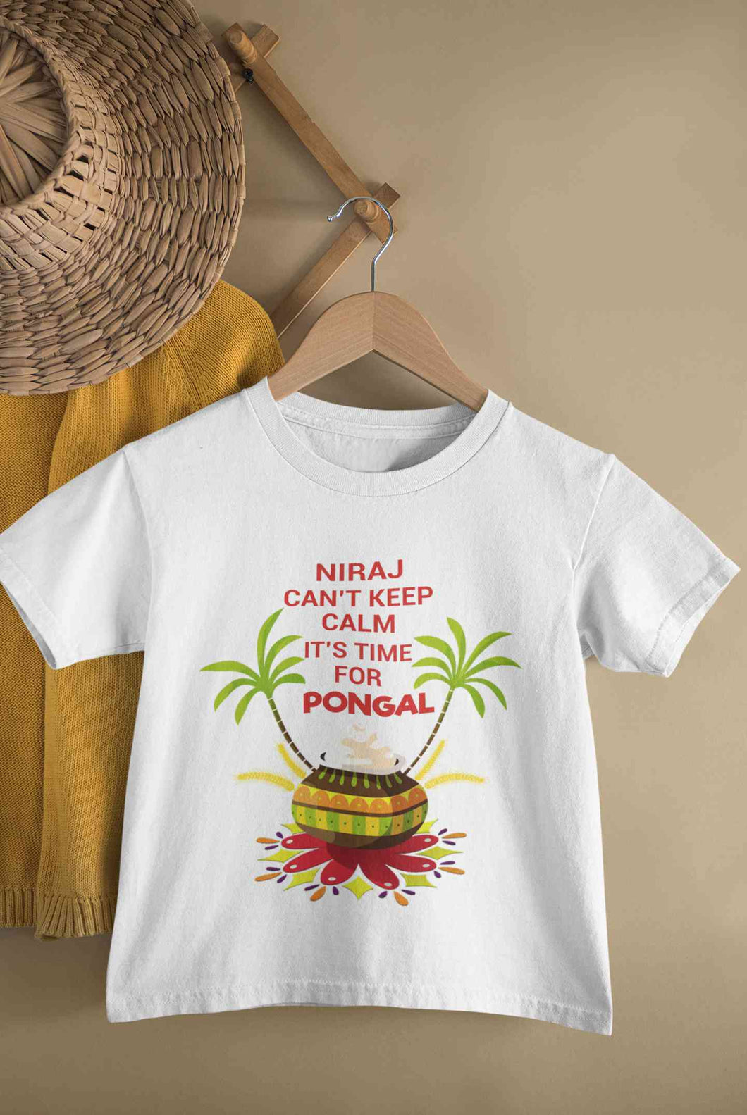 Custom Name Cant Keep Calm Its Time For Pongal Half Sleeves T-Shirt for Boy-KidsFashionVilla