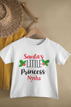 Load image into Gallery viewer, Customized Name Santas Little Princess Christmas Half Sleeves T-Shirt For Girls -KidsFashionVilla
