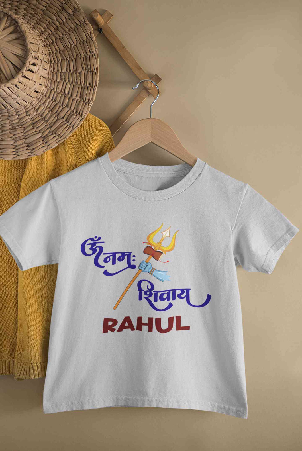 Custom Name Om Namah Shivay Maha Shivratri Half Sleeves T-Shirt for Boy-KidsFashionVilla