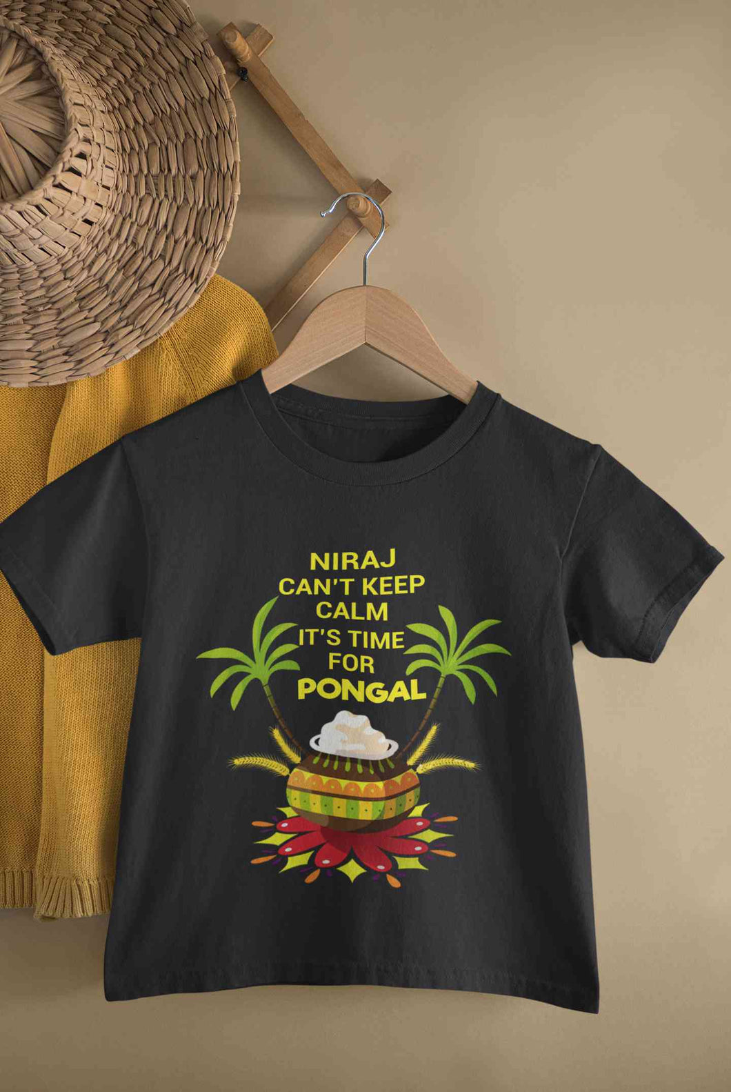 Custom Name Cant Keep Calm Its Time For Pongal Half Sleeves T-Shirt for Boy-KidsFashionVilla