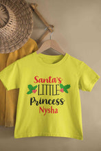 Load image into Gallery viewer, Customized Name Santas Little Princess Christmas Half Sleeves T-Shirt For Girls -KidsFashionVilla
