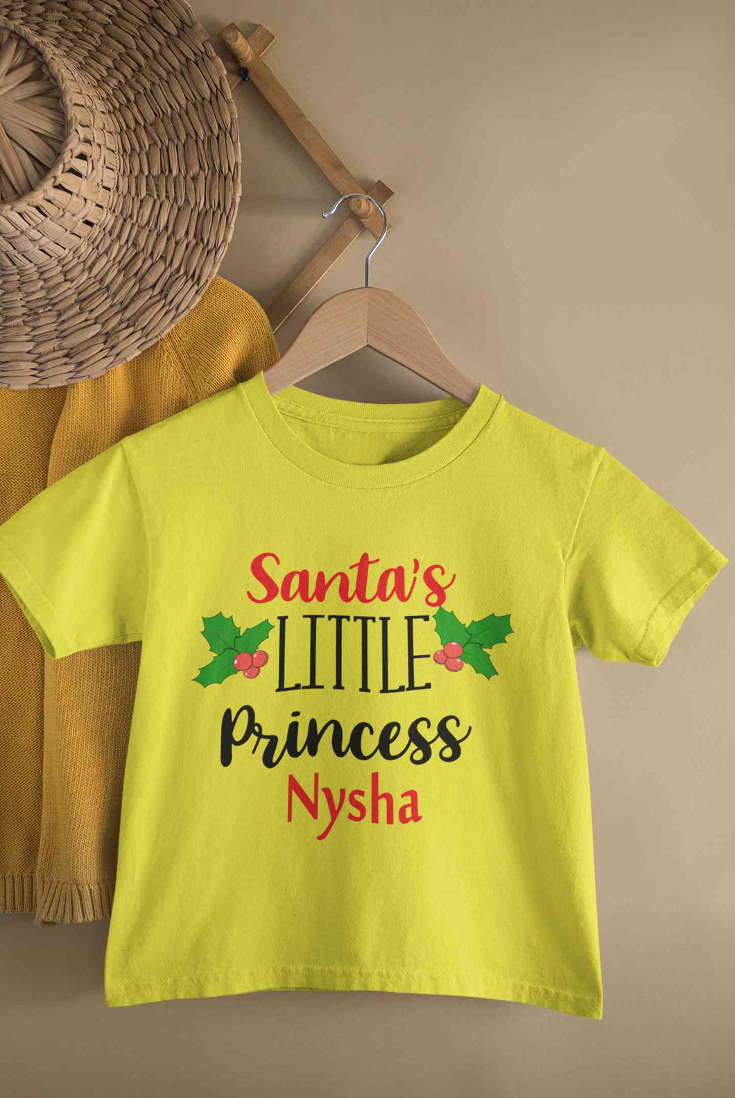 Customized Name Santas Little Princess Christmas Half Sleeves T-Shirt For Girls -KidsFashionVilla