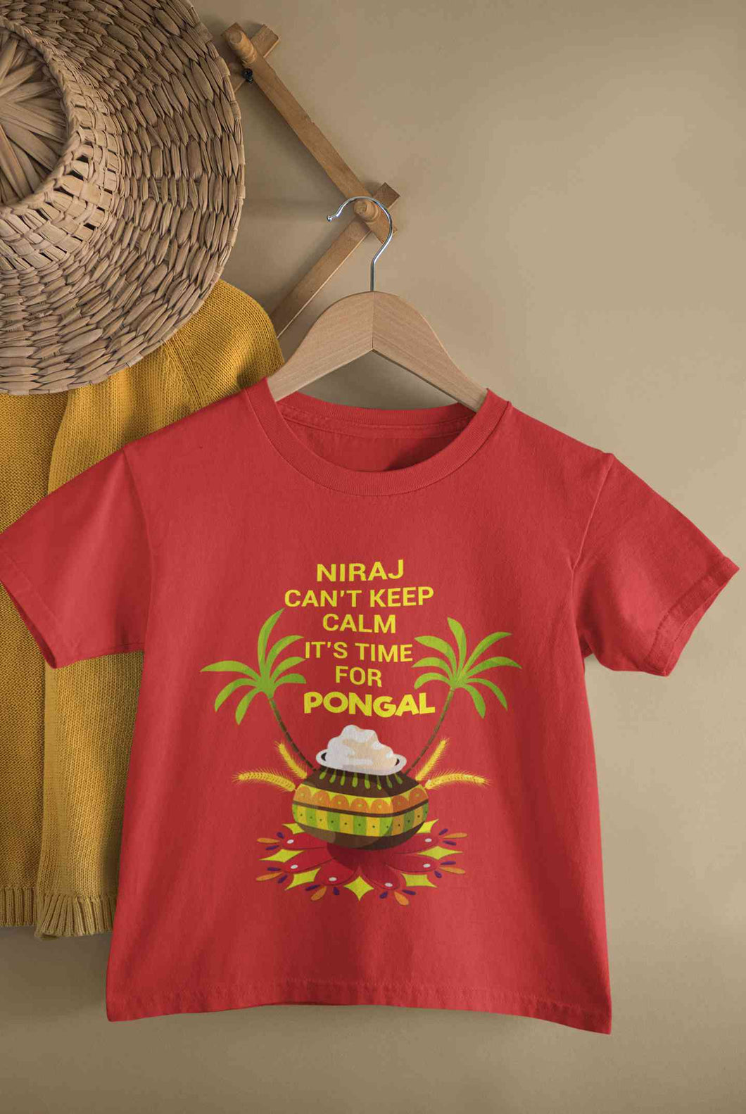 Custom Name Cant Keep Calm Its Time For Pongal Half Sleeves T-Shirt for Boy-KidsFashionVilla