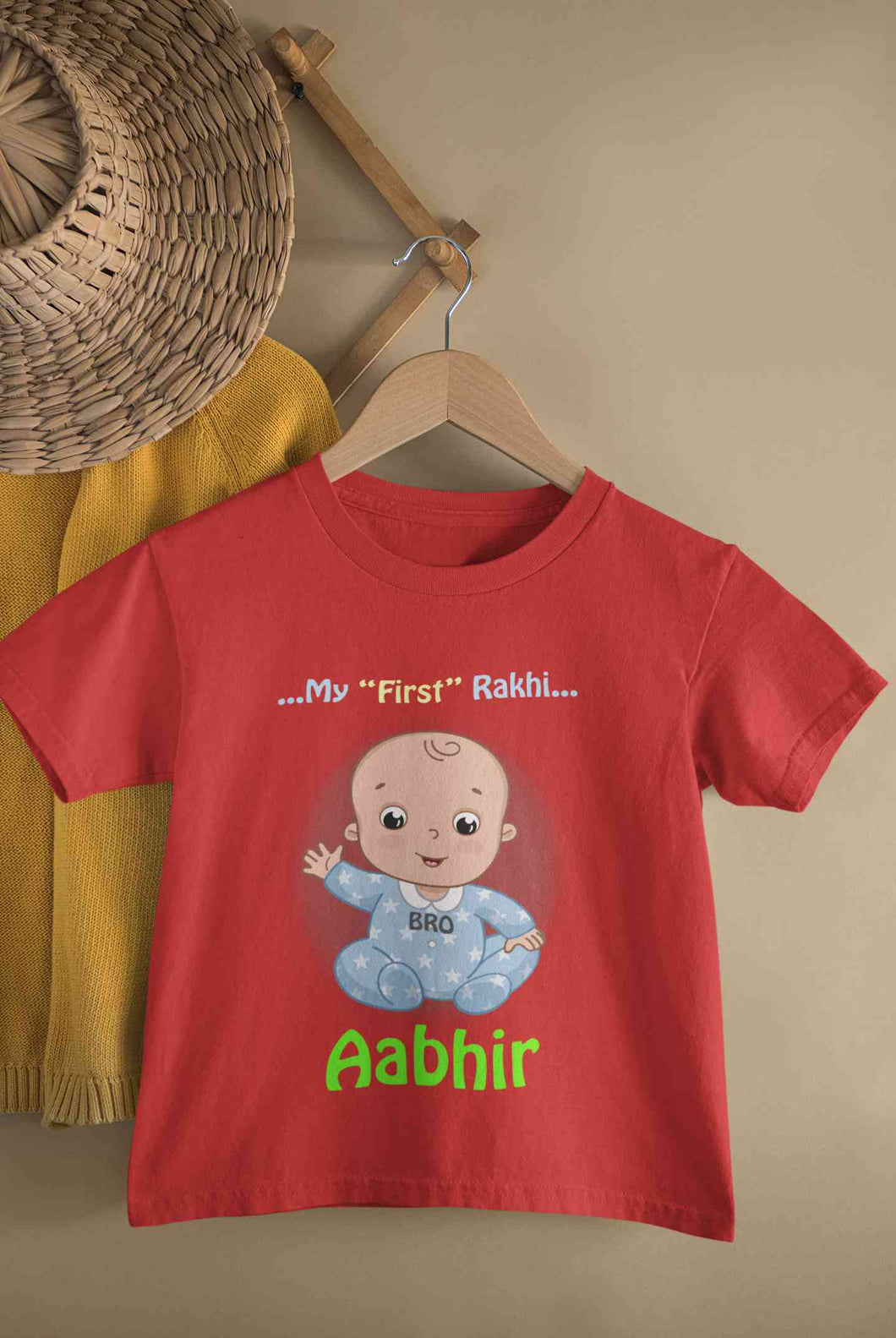 Custom Name My First Rakhi Half Sleeves T-Shirt for Boy-KidsFashionVilla