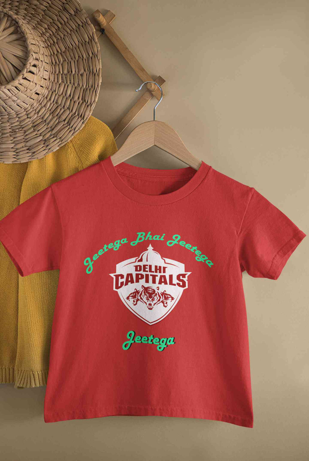 IPL Delhi Capitals Jeetega Bhai Jeetega DC Jeetega Half Sleeves T-Shirt For Girls -KidsFashionVilla