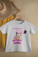 Load image into Gallery viewer, Custom Name Its My First Birthday Half Sleeves T-Shirt For Girls -KidsFashionVilla
