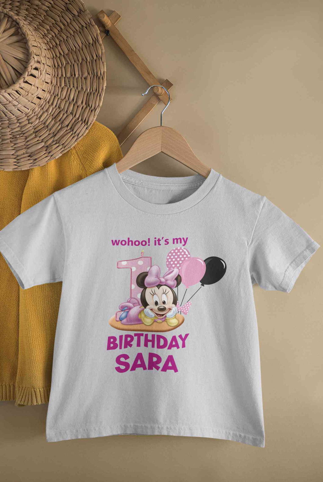 Custom Name Its My First Birthday Half Sleeves T-Shirt For Girls -KidsFashionVilla