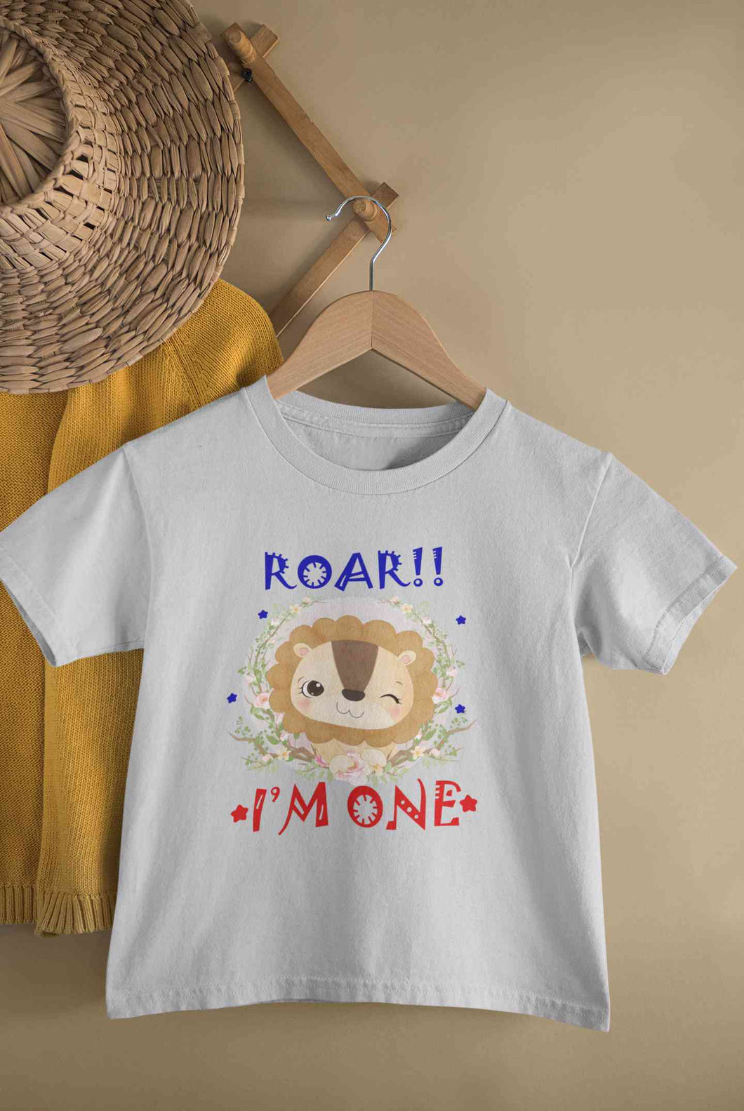 Roar I Am One First Birthday Half Sleeves T-Shirt for Boy-KidsFashionVilla
