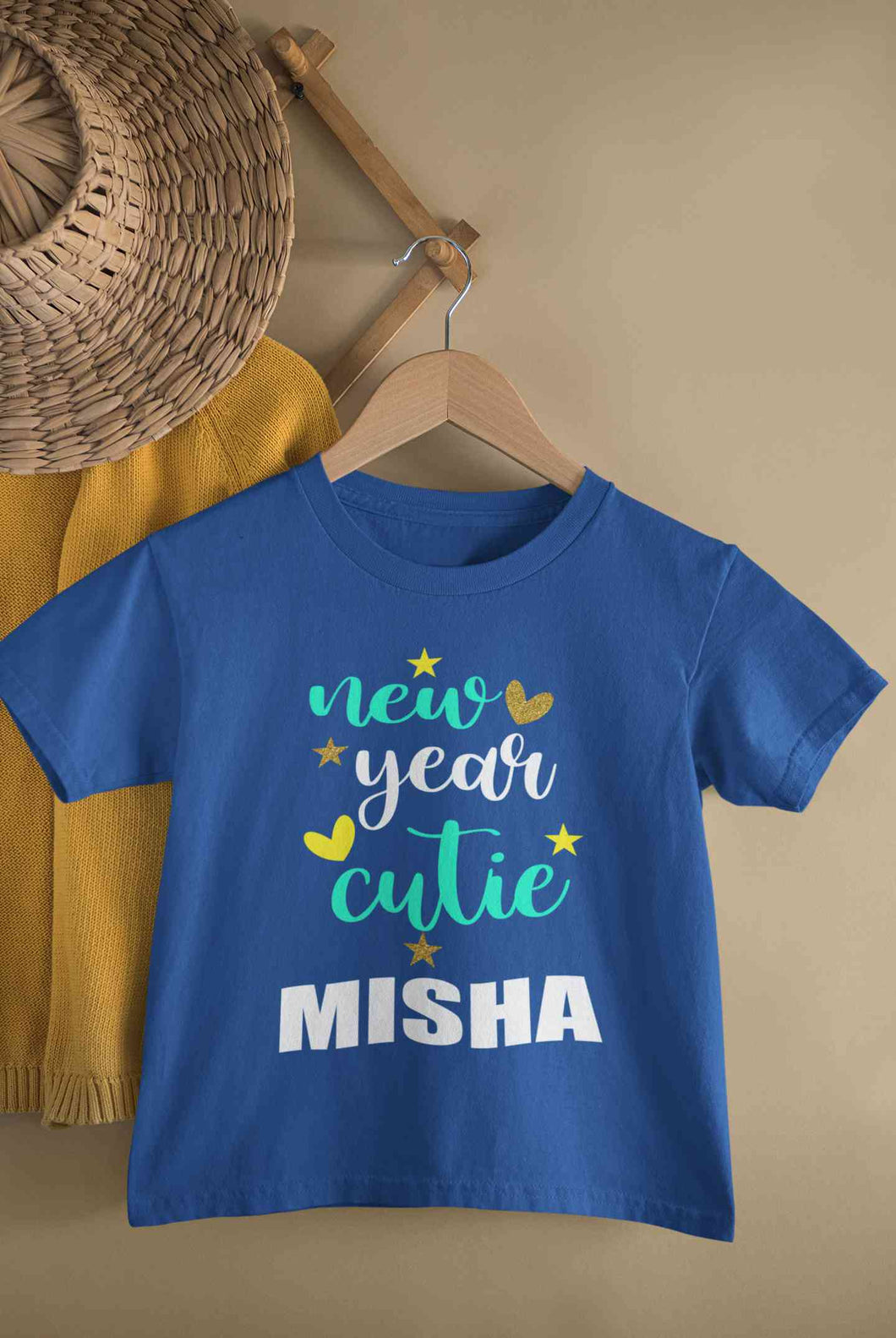 Customized Name New Year Cutie Half Sleeves T-Shirt For Girls -KidsFashionVilla