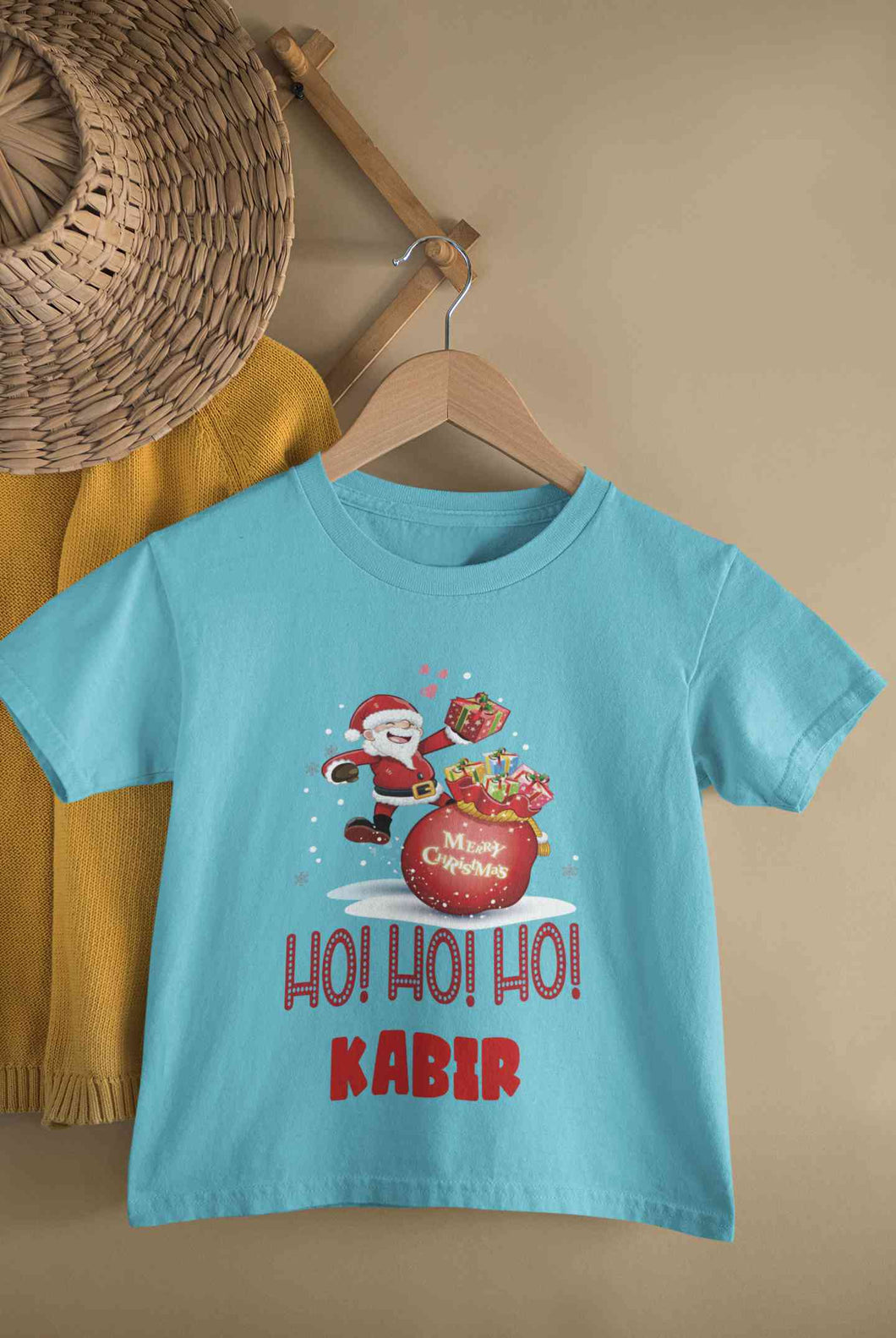 Customized Name Ho! Ho! Ho! Christmas Half Sleeves T-Shirt for Boy-KidsFashionVilla