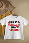 Custom Name First Valentine Half Sleeves T-Shirt for Boy-KidsFashionVilla