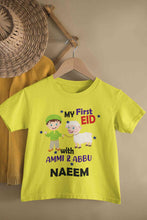 Load image into Gallery viewer, Custom Name My First Eid With Ammi And Abbu Half Sleeves T-Shirt for Boy-KidsFashionVilla
