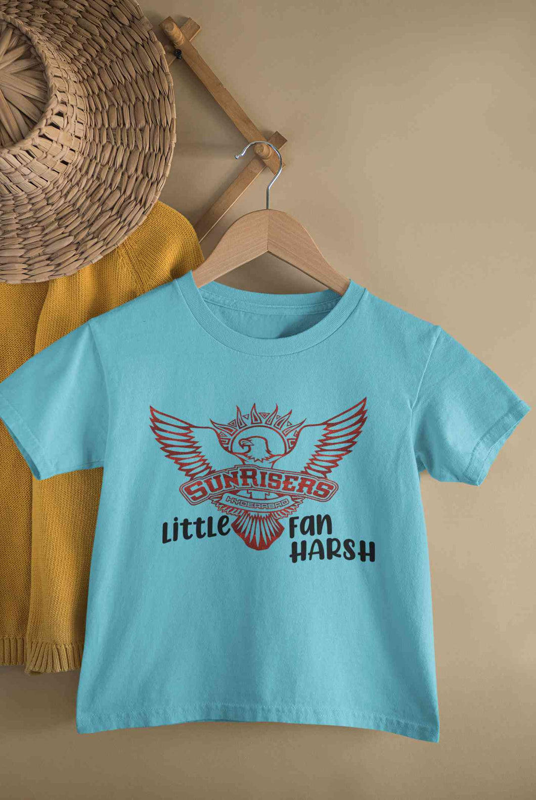 Custom Name IPL SRH Sunrisers Little Fan Half Sleeves T-Shirt for Boy-KidsFashionVilla
