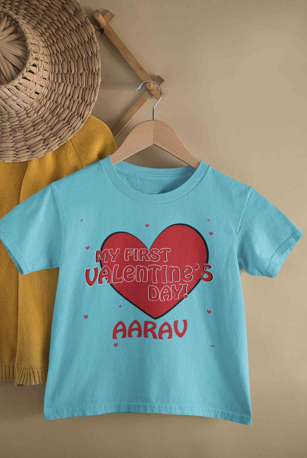 Custom Name 1st Valentine Half Sleeves T-Shirt for Boy-KidsFashionVilla