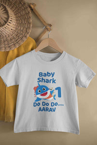 Custom Name Baby Shark Do Do Do First Birthday Half Sleeves T-Shirt for Boy-KidsFashionVilla