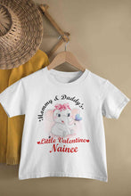 Load image into Gallery viewer, Custom Name Mommy And Daddys Little Valentine Half Sleeves T-Shirt For Girls -KidsFashionVilla
